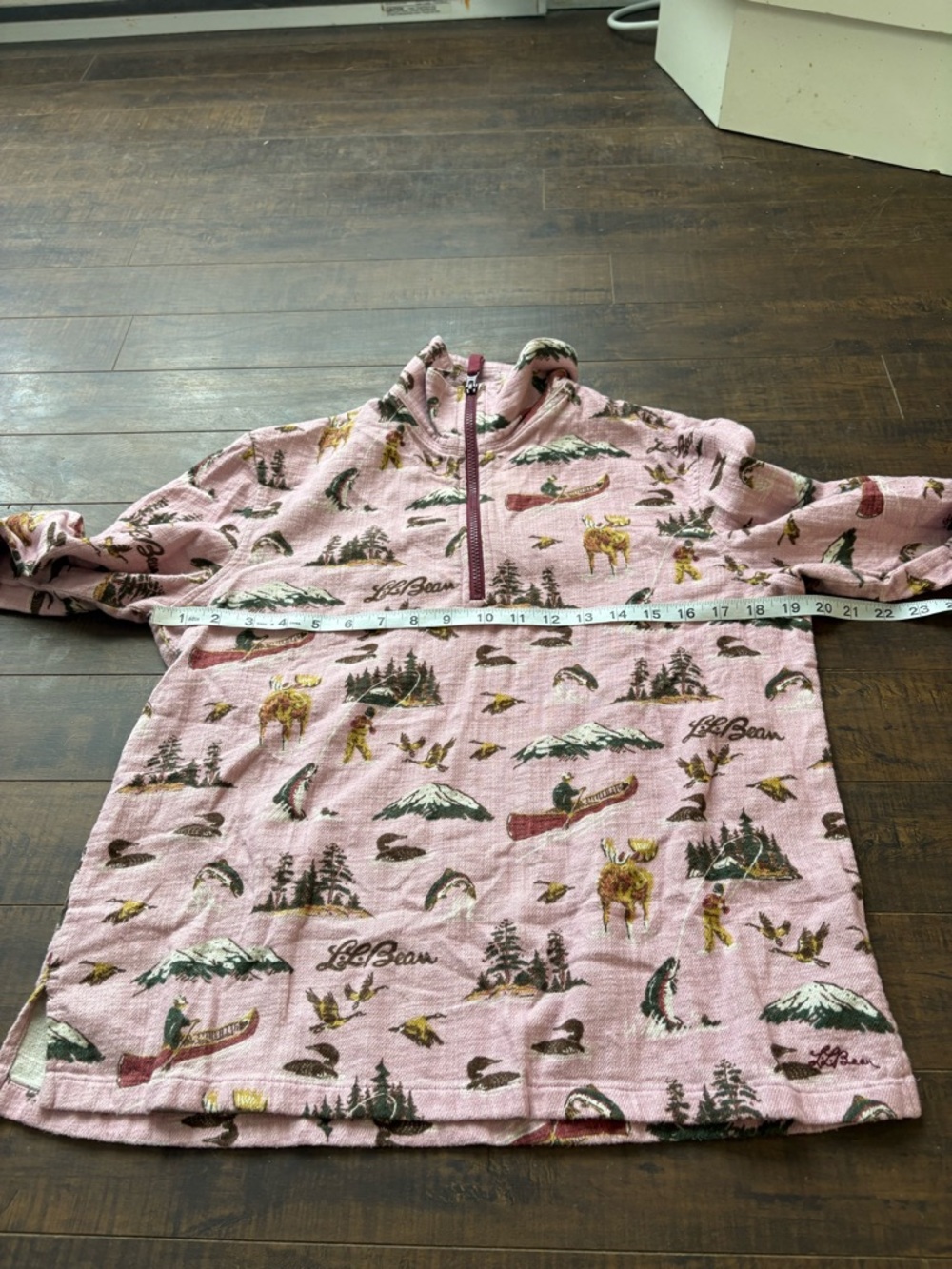 L.L. Bean Pink Nature inspired Print Half-Zip Pullover - Picture 11 of 16